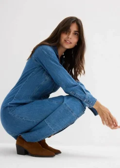 bonprix Kleider|Bekleidung·Pullover & Strickjacken^Jeanskleid blau denim
