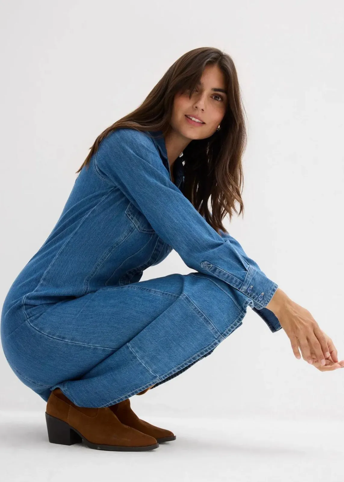 bonprix Kleider|Bekleidung·Pullover & Strickjacken^Jeanskleid blau denim