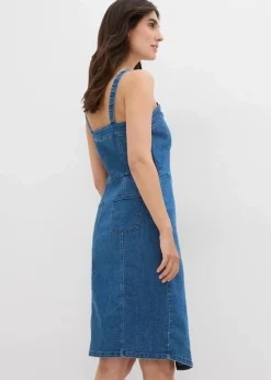 bonprix Kleider|Bekleidung·Pullover & Strickjacken^Jeanskleid in Wickeloptik blau denim
