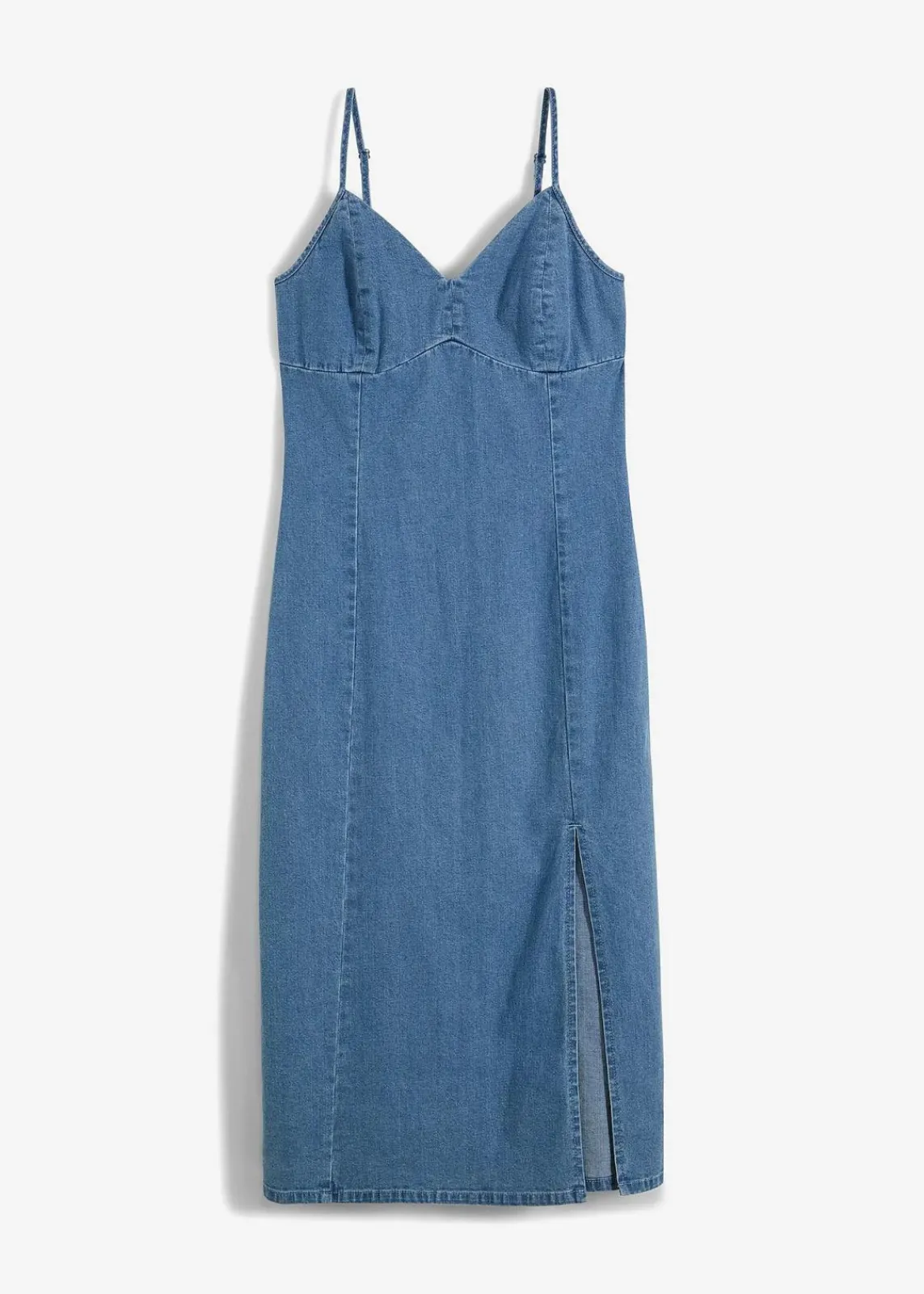 bonprix Nachhaltigere Materialien|Kleider^Jeanskleid mit Schlitz hellblau denim