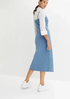 bonprix Nachhaltigere Materialien|Kleider^Jeanskleid mit Schlitz hellblau denim