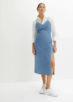 bonprix Nachhaltigere Materialien|Kleider^Jeanskleid mit Schlitz hellblau denim