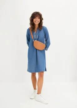 bonprix Kleider^Jeanskleid mit Stickerei hellblau denim