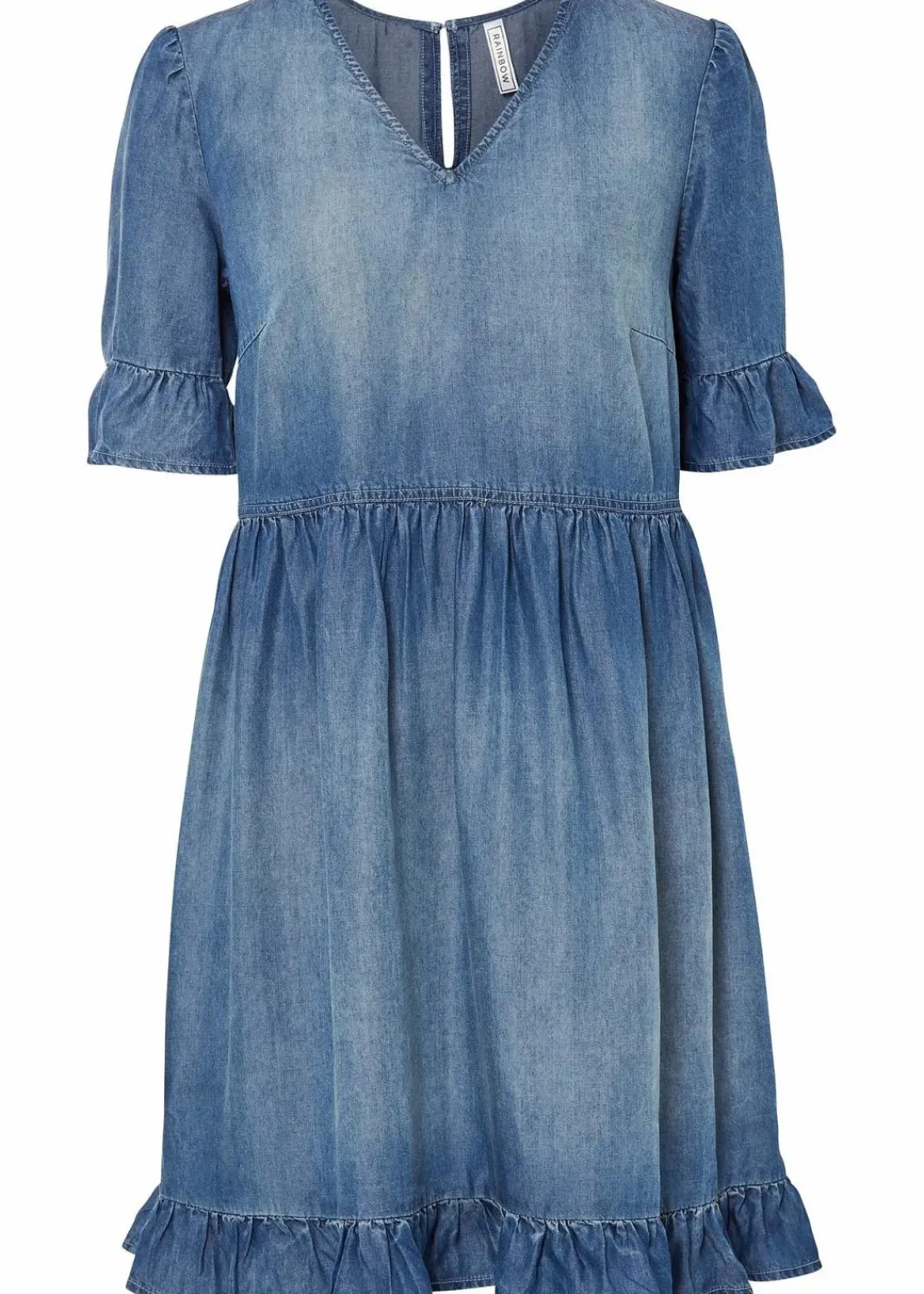 bonprix Nachhaltigere Materialien|Kleider^Jeanskleid mit Volants hellblau denim