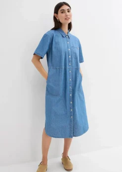bonprix Bekleidung·Pullover & Strickjacken|Kleider^Jeanskleid, Oversized eisblau denim
