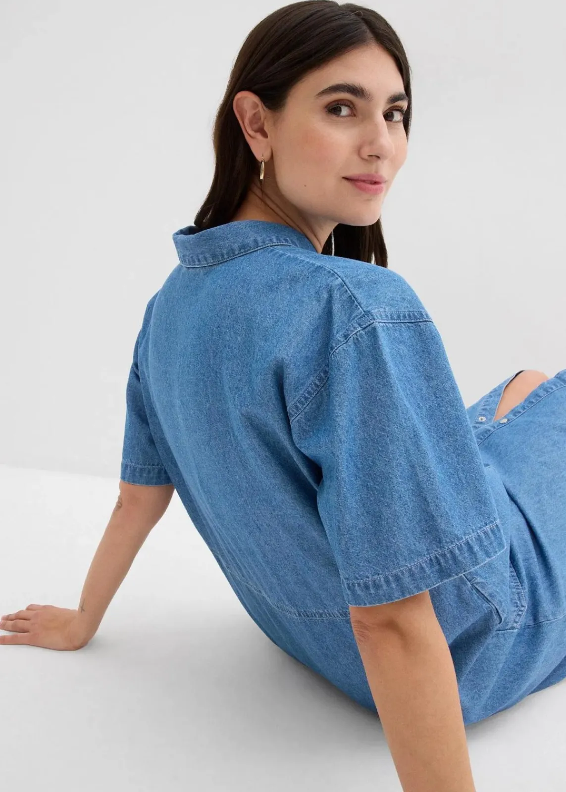 bonprix Bekleidung·Pullover & Strickjacken|Kleider^Jeanskleid, Oversized eisblau denim
