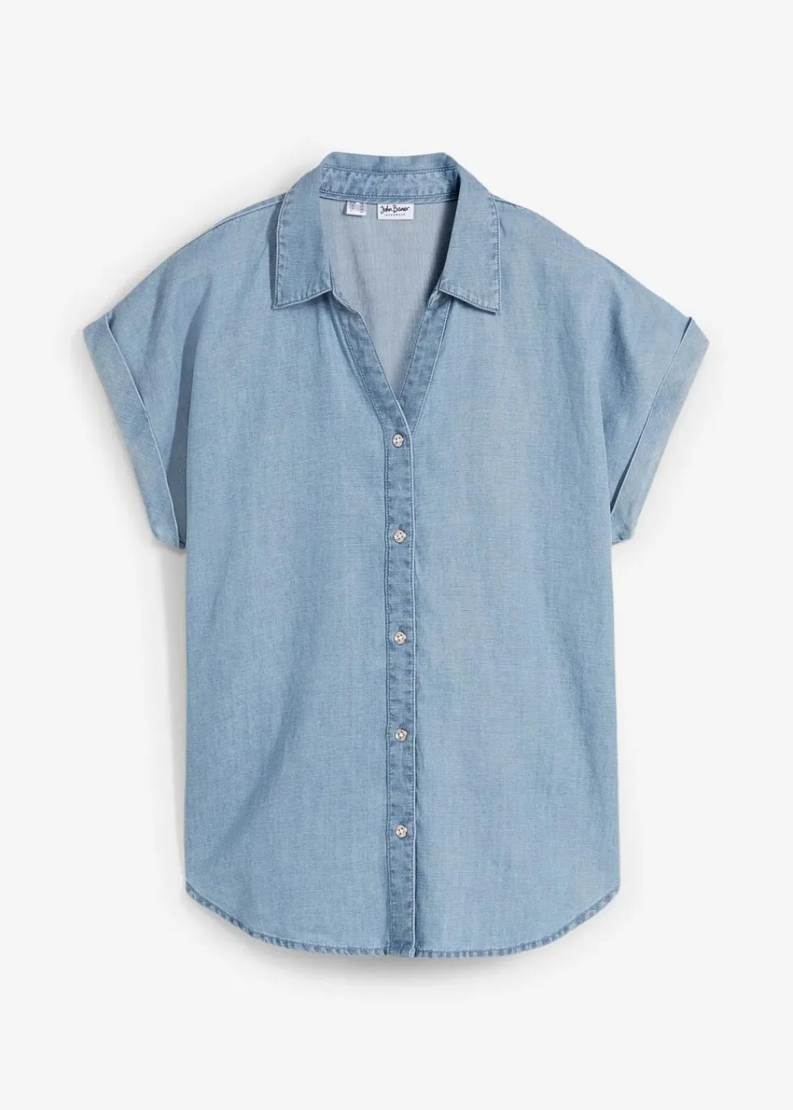 bonprix Blusen & Tuniken^Jeans-Kurzarmbluse mit Leinen hellblau denim
