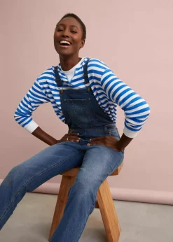 bonprix Bekleidung·Shirts & Tops|Jeans^Jeans-Latzhose im Boyfriend Fit blau denim