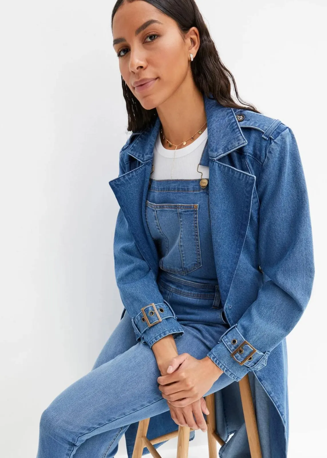 bonprix Jeans|Bekleidung·Shirts & Tops^Jeans-Latzhose im Boyfriend Fit hellblau denim