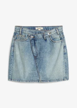 bonprix Bekleidung·Sportbekleidung|Röcke^Jeansrock mit asymmetrischem Bund blau denim used