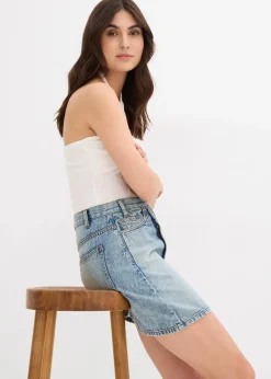 bonprix Bekleidung·Sportbekleidung|Röcke^Jeansrock mit asymmetrischem Bund blau denim used