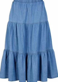 bonprix Bekleidung·Sportbekleidung|Röcke^Jeansrock mit Bahnen hellblau denim used