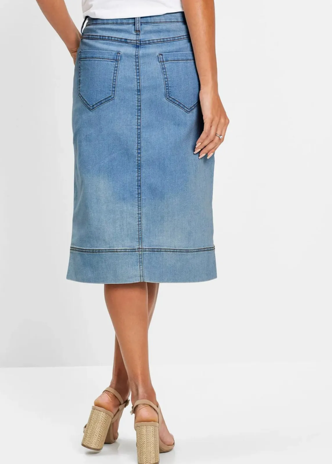 bonprix Bekleidung·Sportbekleidung|Röcke^Jeansrock mit Knöpfen blue bleached