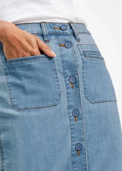 bonprix Bekleidung·Sportbekleidung|Röcke^Jeansrock mit Knöpfen blue bleached