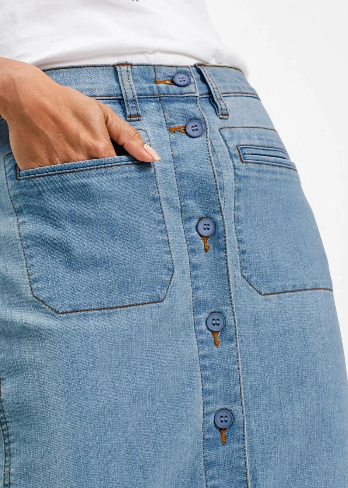 bonprix Bekleidung·Sportbekleidung|Röcke^Jeansrock mit Knöpfen blue bleached