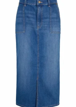 bonprix Bekleidung·Sportbekleidung|Röcke^Jeansrock mit Schlitz blau denim used