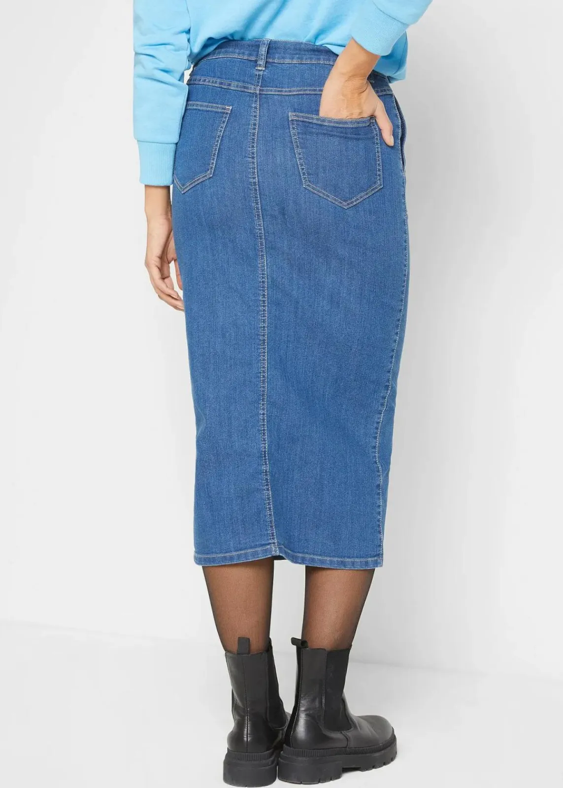 bonprix Bekleidung·Sportbekleidung|Röcke^Jeansrock mit Schlitz blau denim used