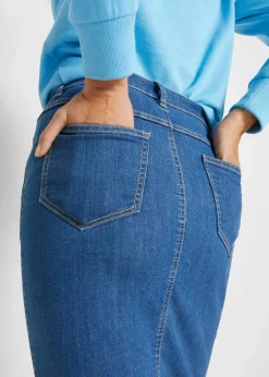bonprix Bekleidung·Sportbekleidung|Röcke^Jeansrock mit Schlitz blau denim used