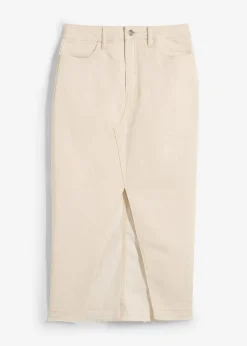 bonprix Röcke|Bekleidung·Sportbekleidung^Jeansrock mit Schlitz naturbeige