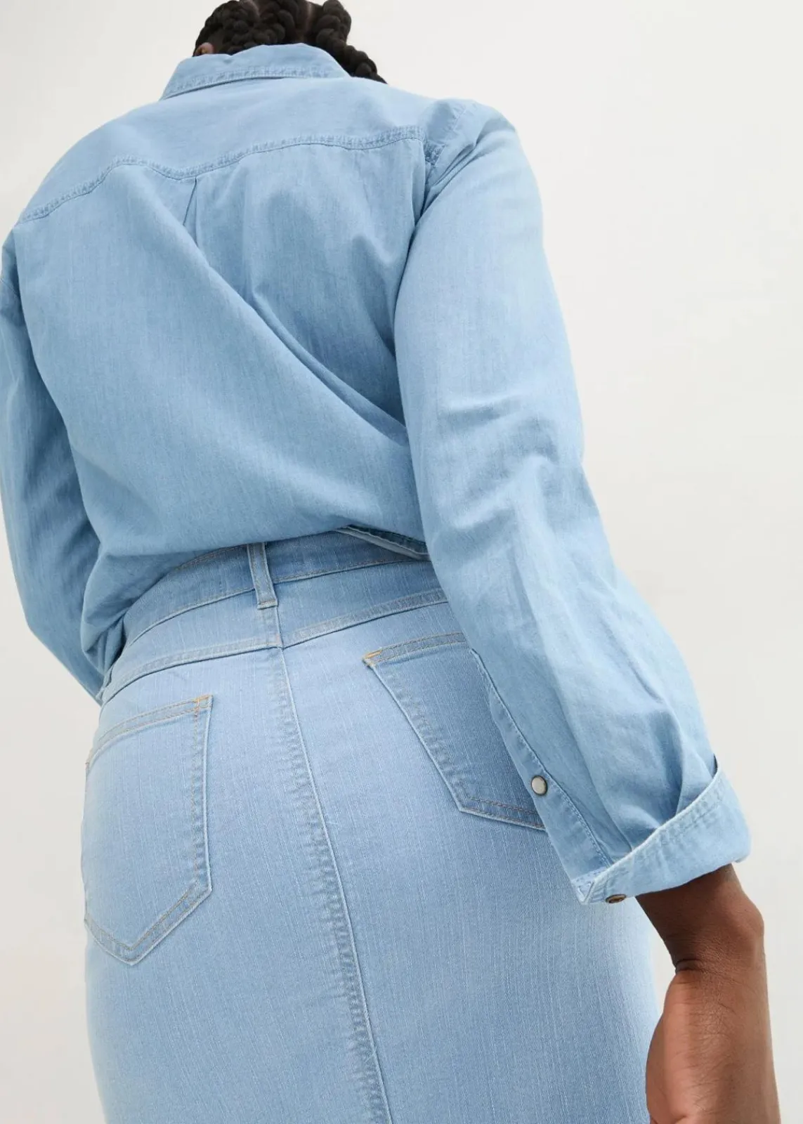 bonprix Röcke|Bekleidung·Sportbekleidung^Jeansrock mit Schlitz eisblau denim