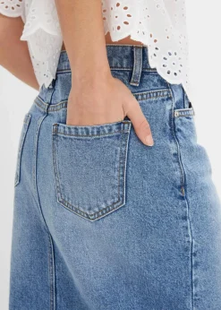 bonprix Bekleidung·Sportbekleidung|Röcke^Jeansrock mit Schlitz blau denim
