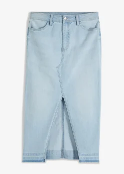bonprix Röcke|Bekleidung·Sportbekleidung^Jeansrock mit Schlitz eisblau denim