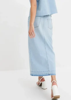 bonprix Röcke|Bekleidung·Sportbekleidung^Jeansrock mit Schlitz eisblau denim
