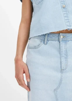 bonprix Röcke|Bekleidung·Sportbekleidung^Jeansrock mit Schlitz eisblau denim