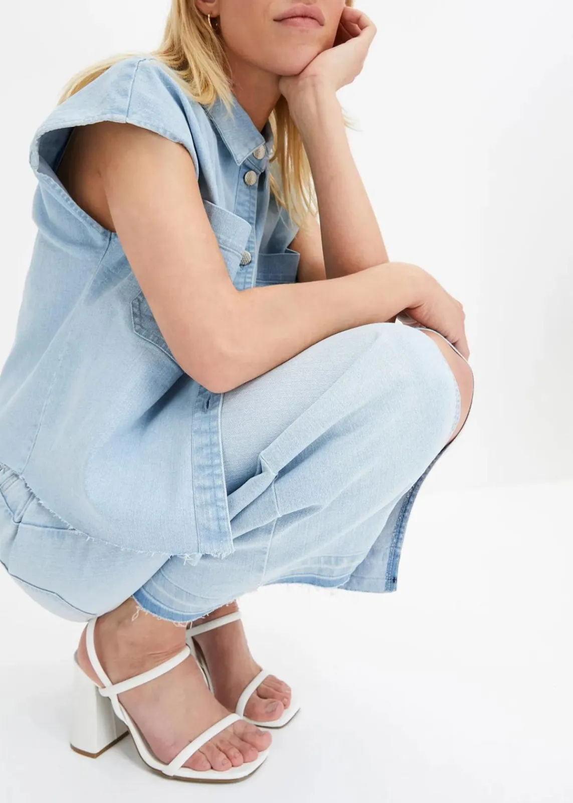 bonprix Röcke|Bekleidung·Sportbekleidung^Jeansrock mit Schlitz eisblau denim