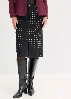 bonprix Bekleidung·Sportbekleidung|Röcke^Jeansrock mit Strassapplikation schwarz denim