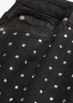 bonprix Bekleidung·Sportbekleidung|Röcke^Jeansrock mit Strassapplikation schwarz denim