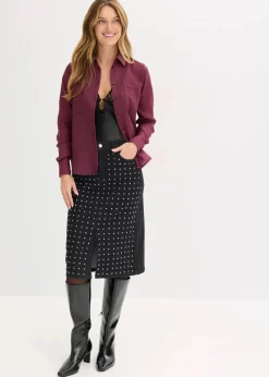 bonprix Bekleidung·Sportbekleidung|Röcke^Jeansrock mit Strassapplikation schwarz denim