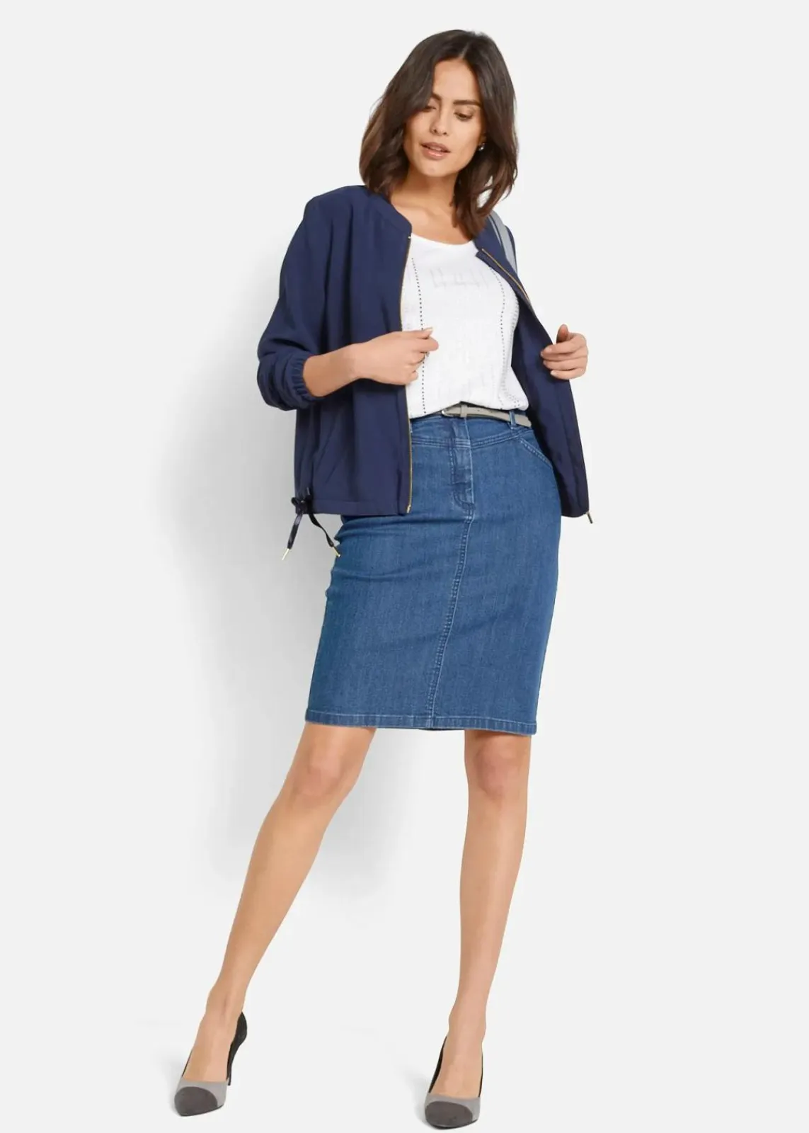 bonprix Bekleidung·Sportbekleidung|Röcke^Jeansrock, Stretch blau denim