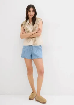 bonprix Bekleidung·Outdoorbekleidung|Bekleidung·Shirts & Tops^Jeans-Shorts High Waist, Bequembund eisblau denim used