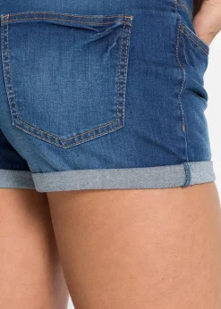 bonprix Bekleidung·Outdoorbekleidung|Bekleidung·Shirts & Tops^Jeansshorts Mid Waist blau denim used