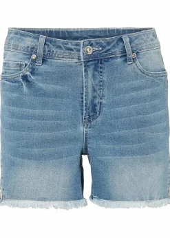 bonprix Bekleidung·Outdoorbekleidung|Bekleidung·Shirts & Tops^Jeans-Shorts Mid Waist hellblau denim