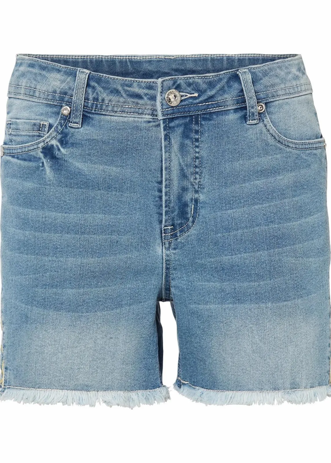 bonprix Bekleidung·Outdoorbekleidung|Bekleidung·Shirts & Tops^Jeans-Shorts Mid Waist hellblau denim