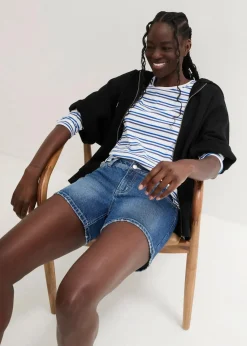bonprix Jeans|Shorts^Jeansshorts, Mid Waist blau denim used