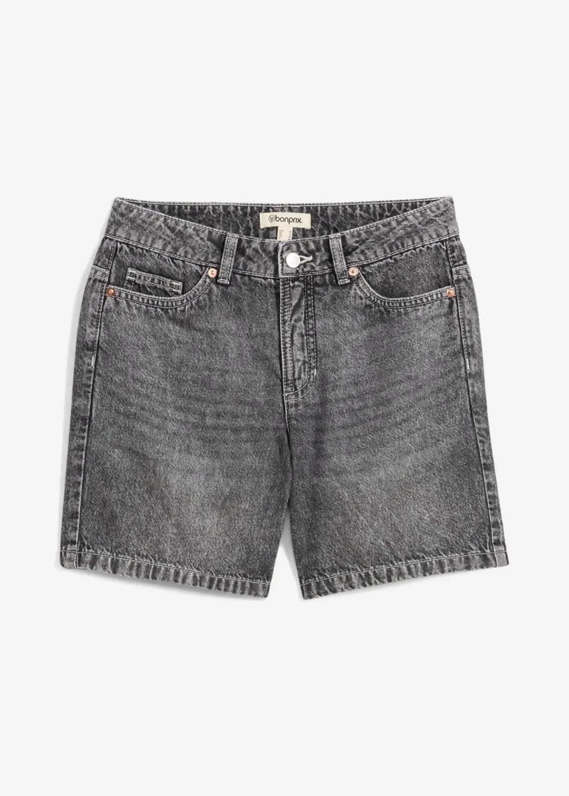 bonprix Jeans|Shorts^Jeans-Shorts Mid Waist schwarz denim used