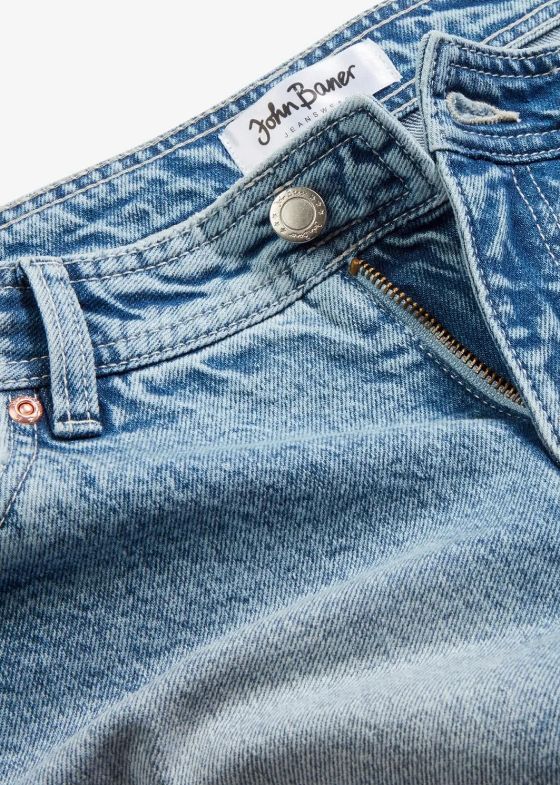 bonprix Bekleidung·Outdoorbekleidung|Bekleidung·Shirts & Tops^Jeansshorts, Mid Waist eisblau denim used