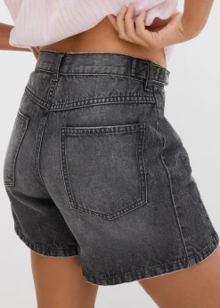 bonprix Jeans|Shorts^Jeans-Shorts Mid Waist, Low Stretch schwarz denim used