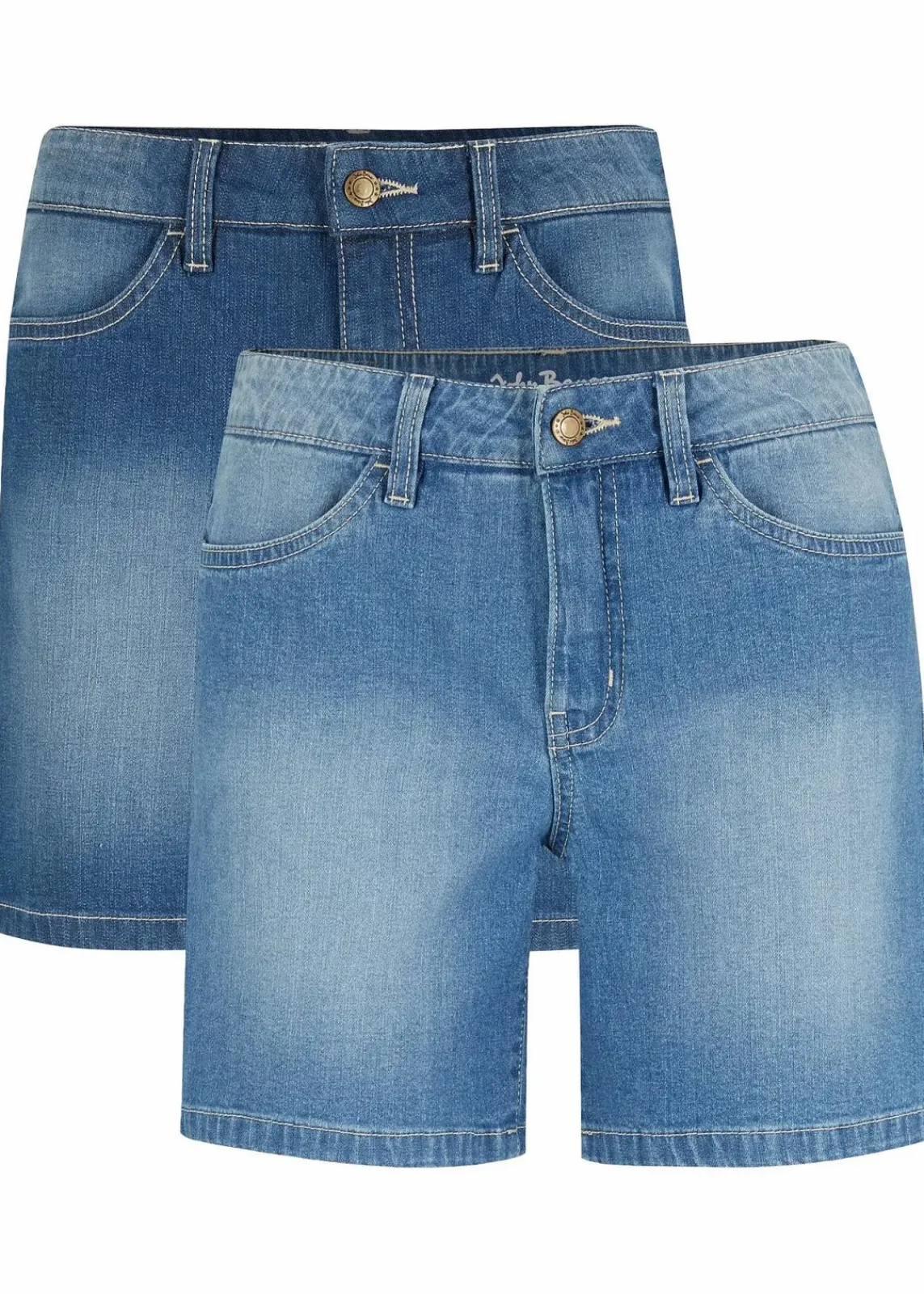 bonprix Bekleidung·Outdoorbekleidung|Bekleidung·Shirts & Tops^Jeansshorts Slim Fit Mid Waist, 2er Pack hellblau+blau used