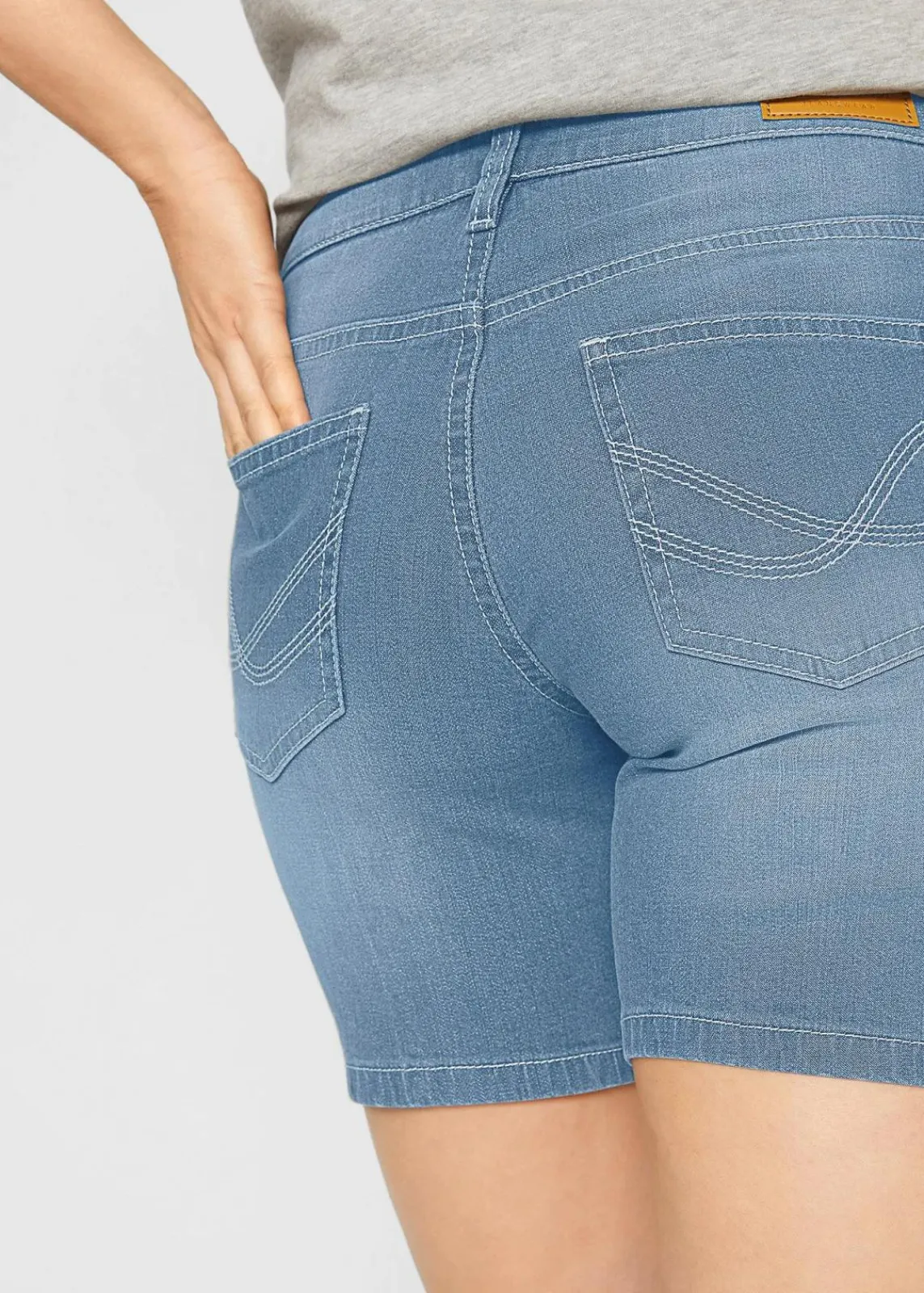 bonprix Jeans|Shorts^Jeansshorts Slim Fit Mid Waist, 2er Pack eisblau denim + weiß twill