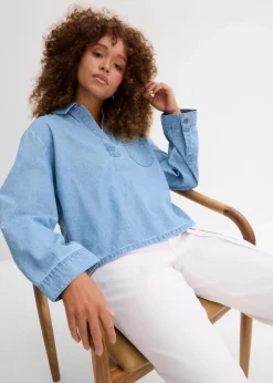 bonprix Bekleidung·Jacken & Mäntel|Blusen & Tuniken^Jeans-Tunika eisblau denim