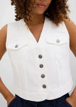 bonprix Jacken & Mäntel|Bekleidung·Hosen^Jeansweste mit Stretch weiß denim