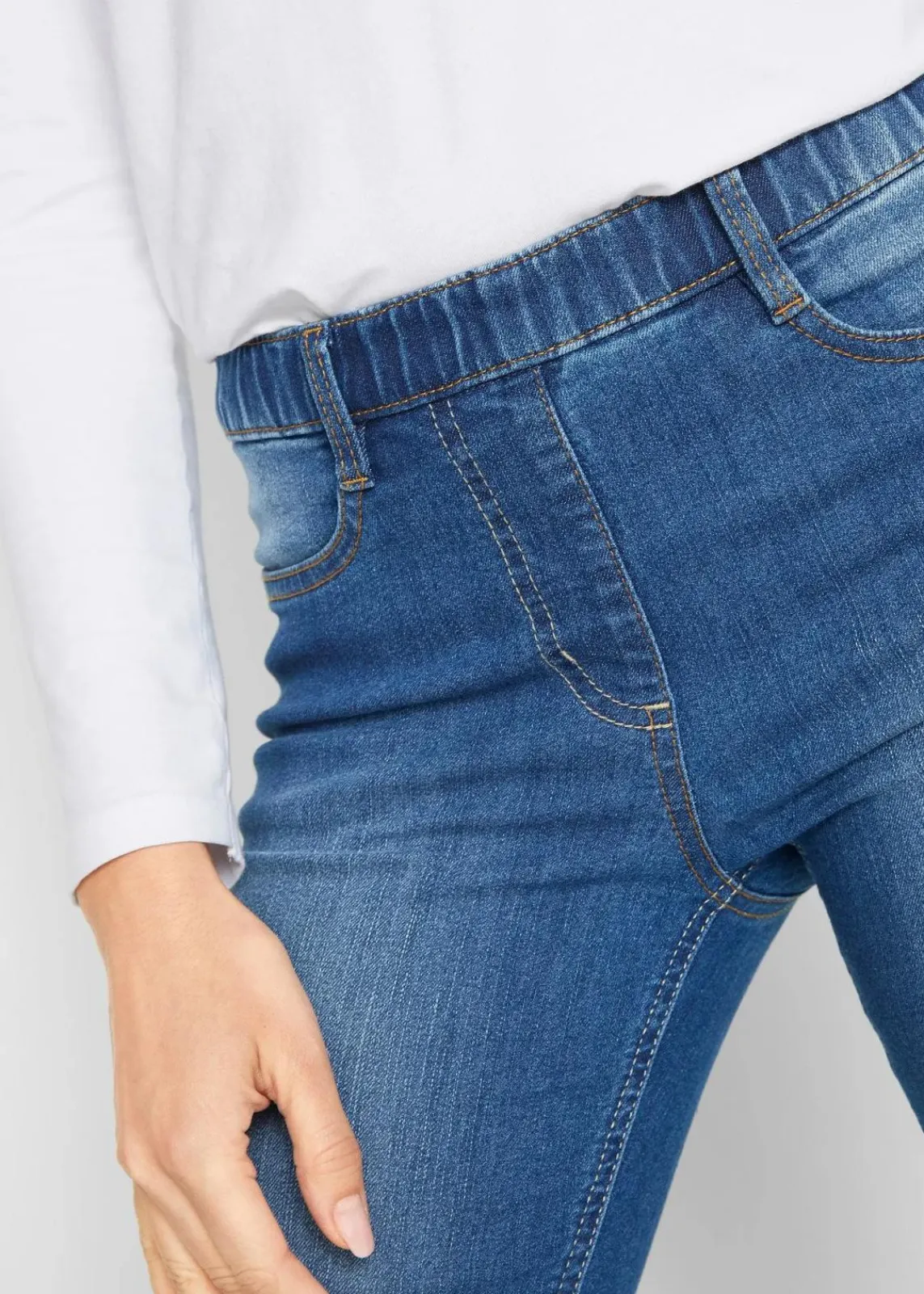 bonprix Jeans|Kurzgrößen^Jeggings Mid Waist, Bequembund blau denim