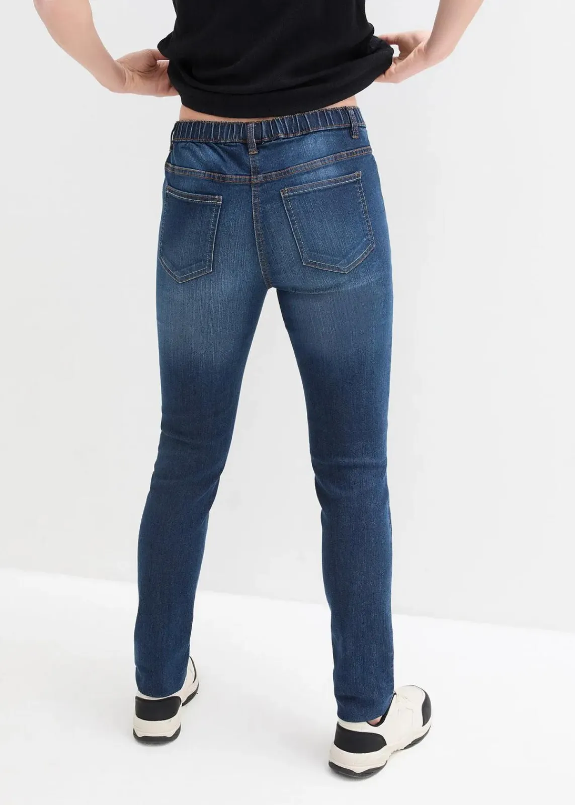 bonprix Kurzgrößen|Bekleidung·Shirts & Tops^Jeggings Mid Waist, Bequembund nachtblau denim
