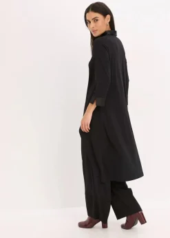 bonprix Bekleidung·Jacken & Mäntel|Blusen & Tuniken^Jersey Bluse mit Satinbesätzen schwarz