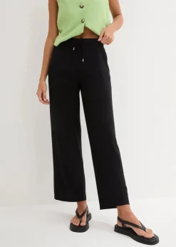 bonprix Bekleidung·Kleider|Hosen^Jersey- Hose aus fließendem Viskose-Mix schwarz
