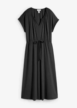 bonprix Bekleidung·Pullover & Strickjacken|Kleider^Jersey Kleid aus fließendem Viskose-Mix schwarz